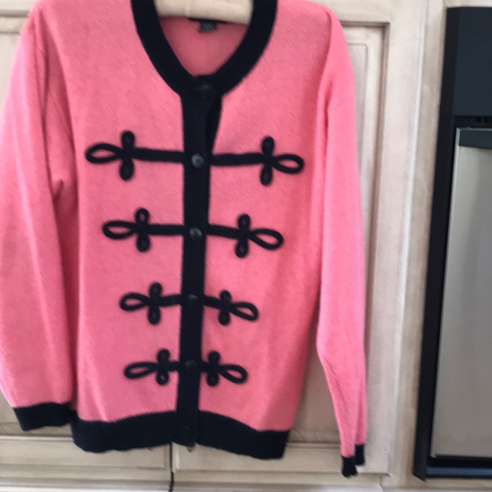 Pierre Cardin Pink and Black Button-Up Cardigan